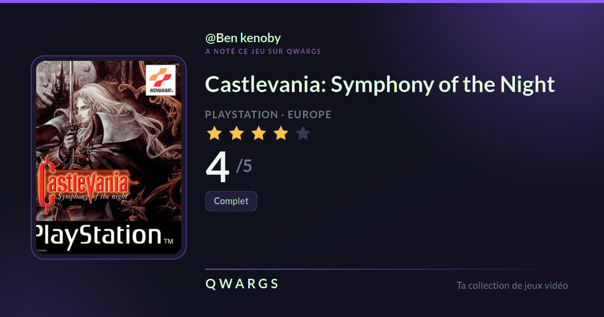 Ben kenoby a noté Castlevania: Symphony of the Night 4/5