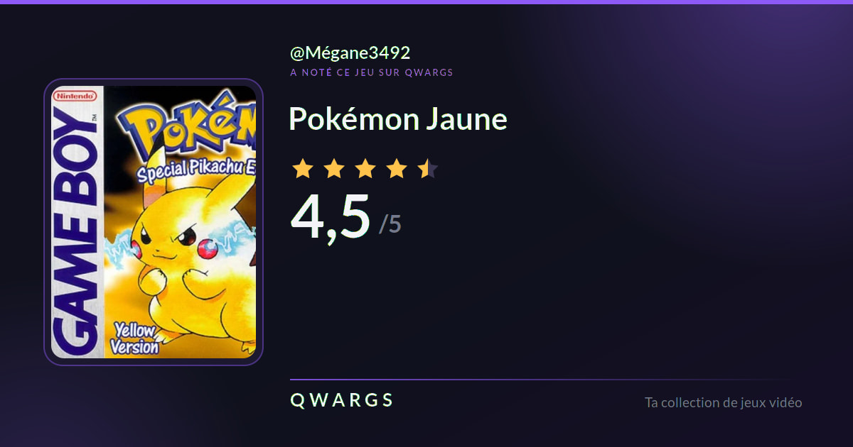 Megzi3869 a noté Pokémon Jaune 4,5/5