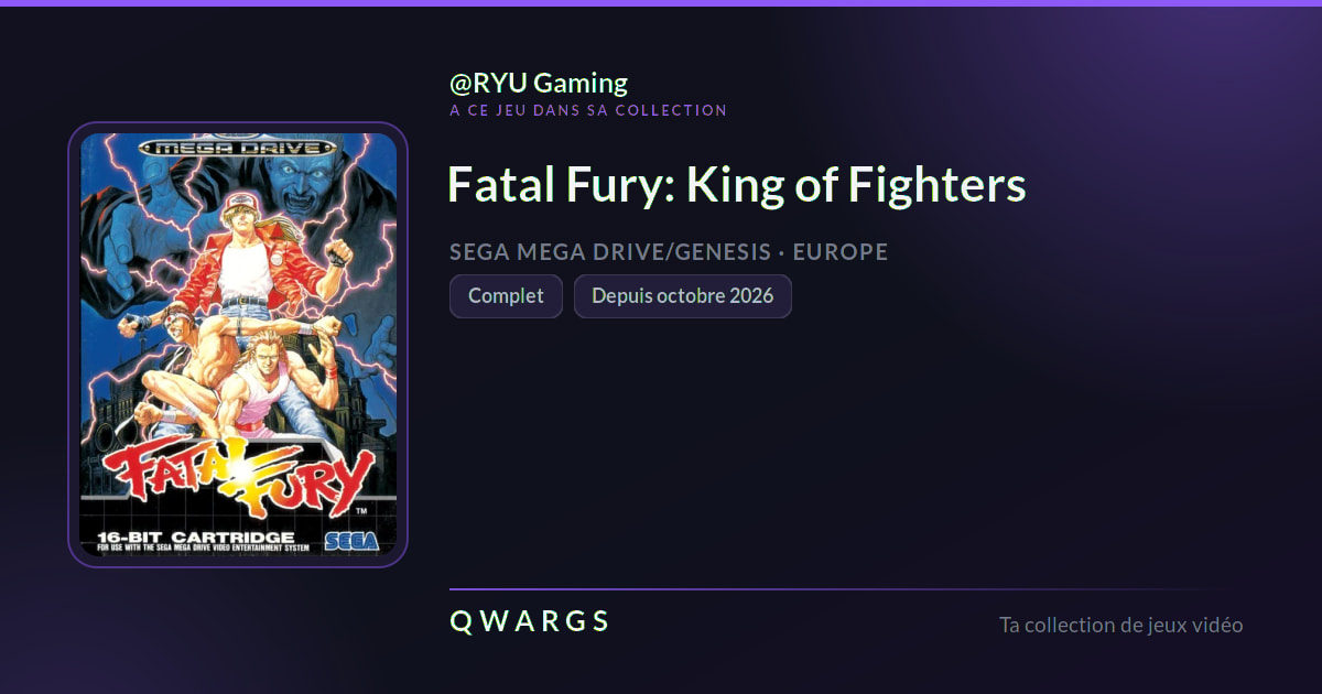 Fatal Fury: King of Fighters, dans la collection de RYU Gaming