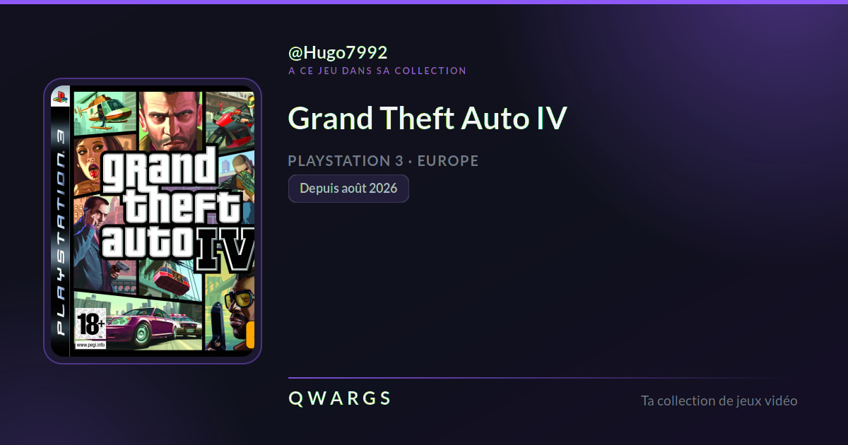 Grand Theft Auto IV, dans la collection de Hugo7992
